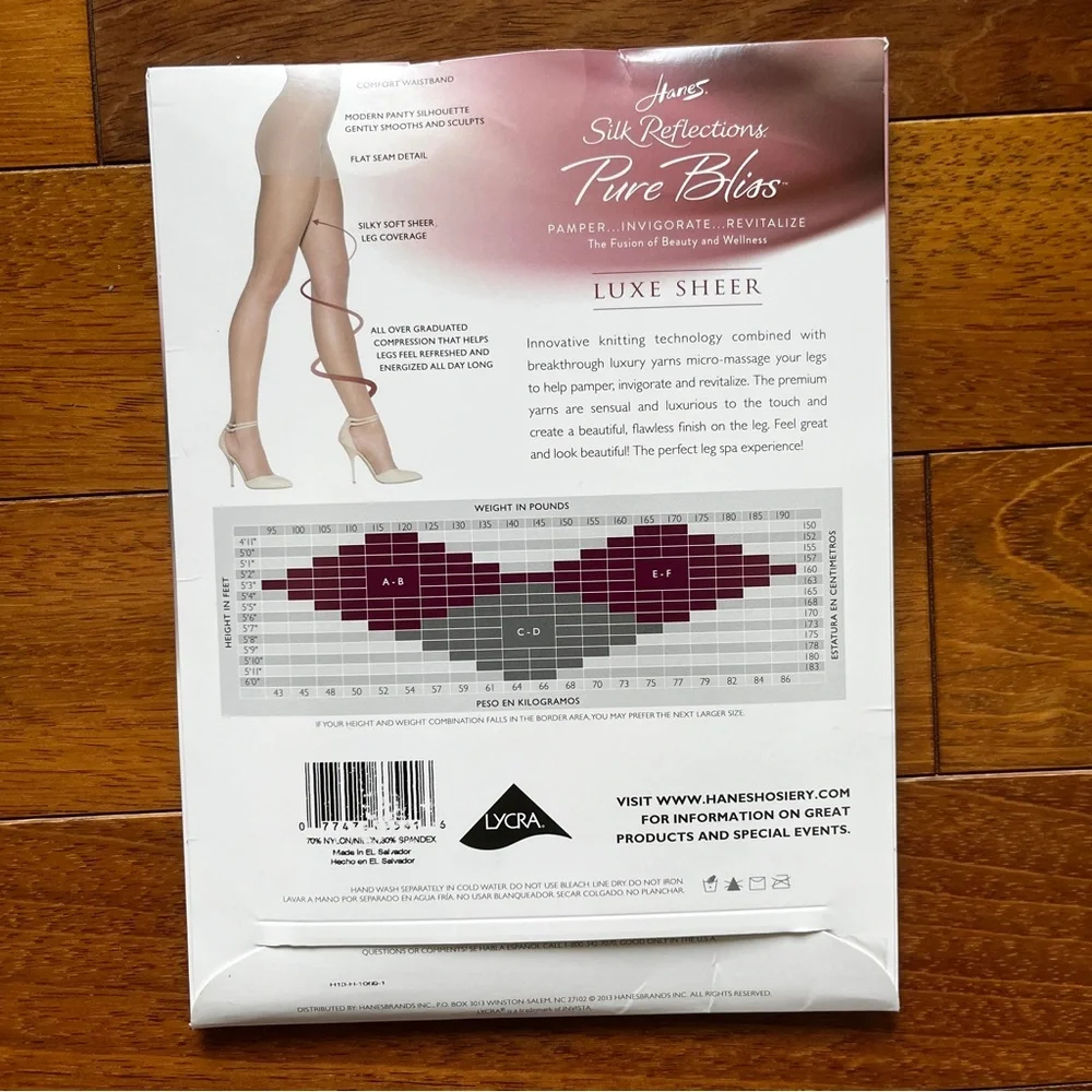 Hanes Silk Reflections Pure Bliss Black Luxe Sheer Pantyhose Size CD